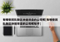 有哪些团队做区块链项目的公司呢[有哪些团队做区块链项目的公司呢知乎]