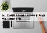 海口区块链骗局有哪些公司可以举报[海南区块链科技有限公司]